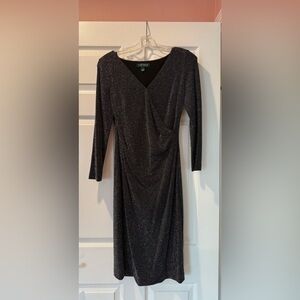 Lauren Ralph Lauren Black Long Sleeve V-Neck Sheath Dress